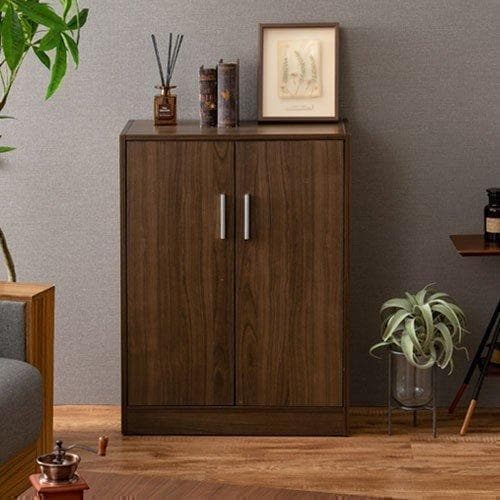 シューズボックス 靴箱 下駄箱 玄関収納 棚60cm 木製 奥深 ウォールナット