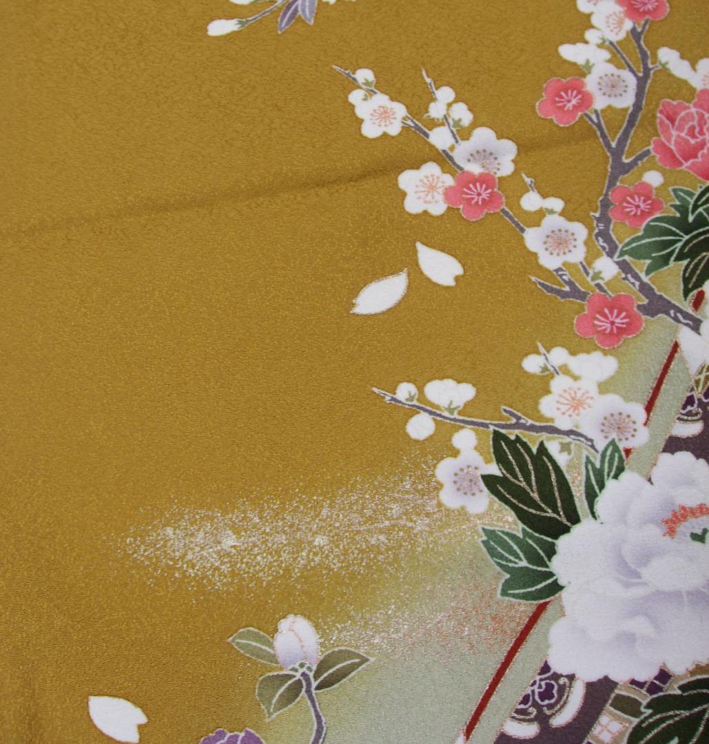 古典柄/牡丹桜/ぼかし染め/金駒刺繍/振袖フルセット　ｍ97　成人式