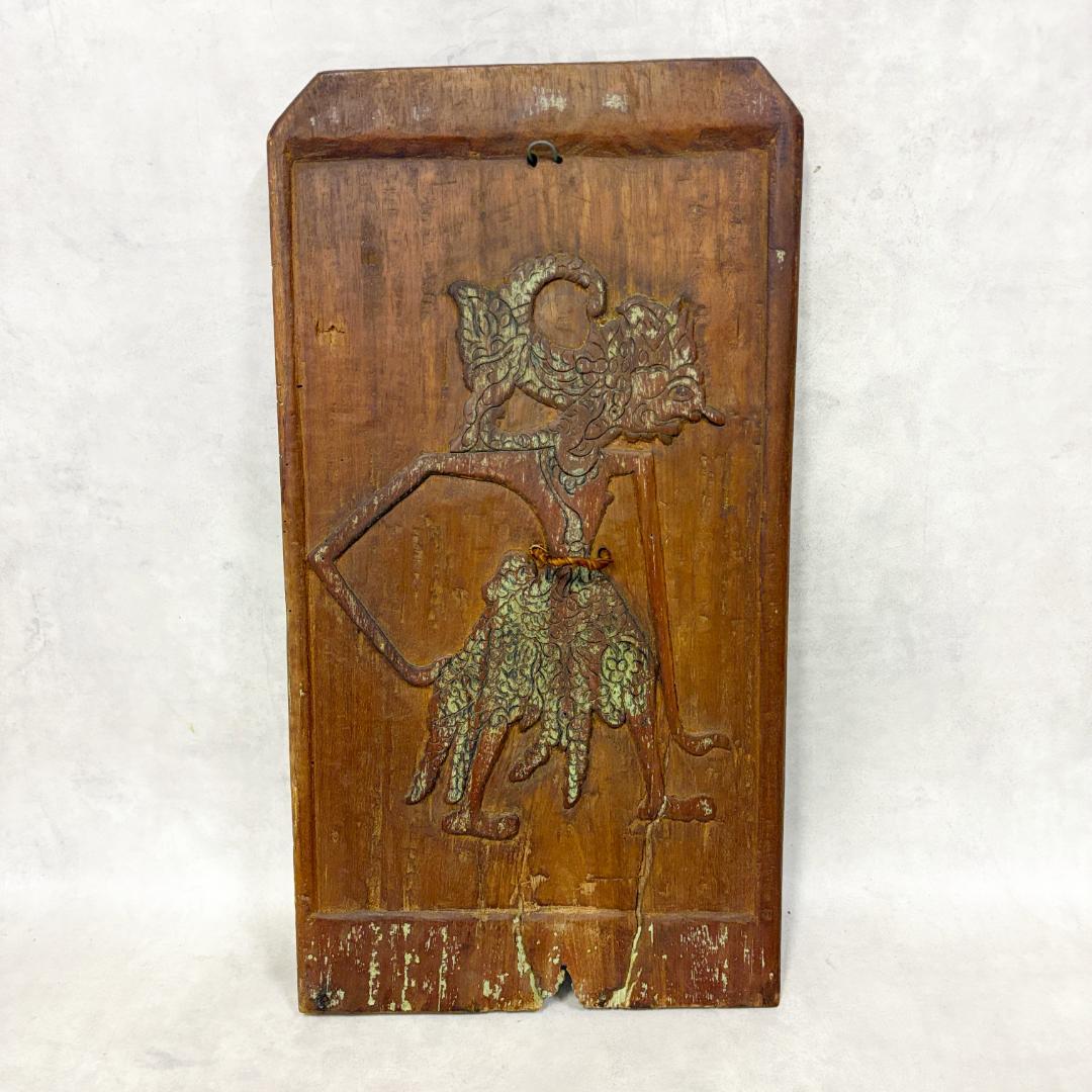 インドネシア伝統木彫パネル　ワヤン　アンティーク壁掛け　民芸アート