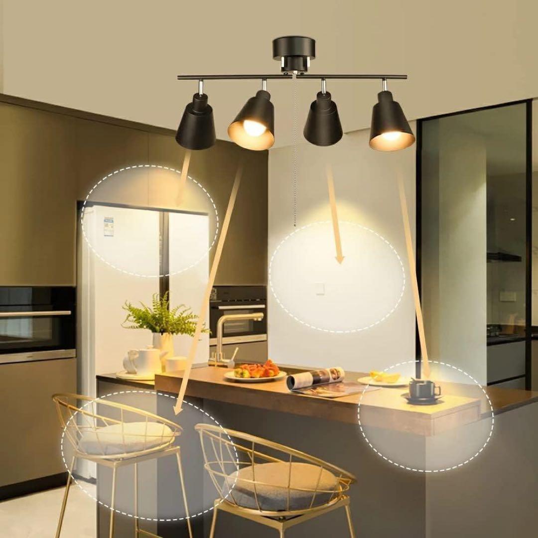 シーリングライト 4灯 レトロ オシャレ 黒 ブラック 天井照明 スポット295