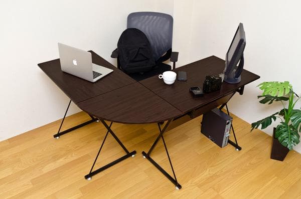 【新品・送料無料】コーナーPCデスクセット　NA/WAL