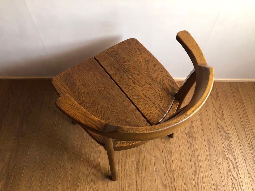 飛騨家具 浜本工芸 アームチェア④ 肘掛け 安楽椅子 楢無垢材 民藝 昭和レトロ