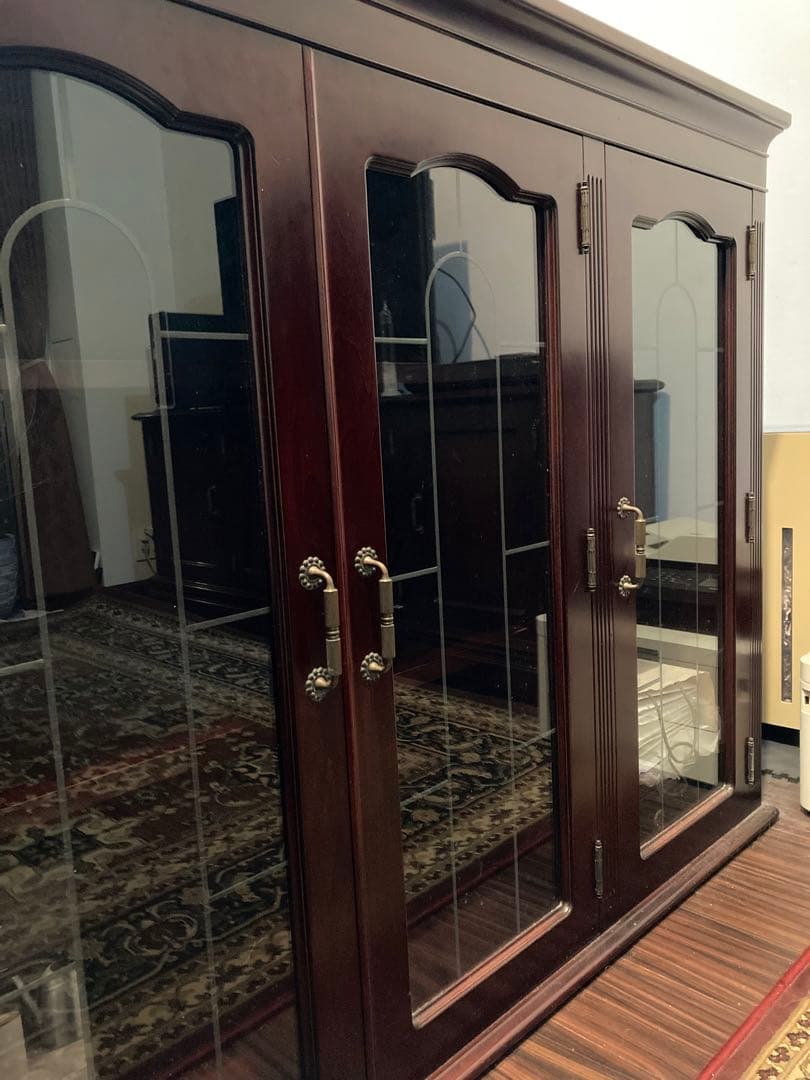 【琥珀さま専用】-書棚☆英国家具調☆高級感あり☆上下セット☆飾り棚（上段）