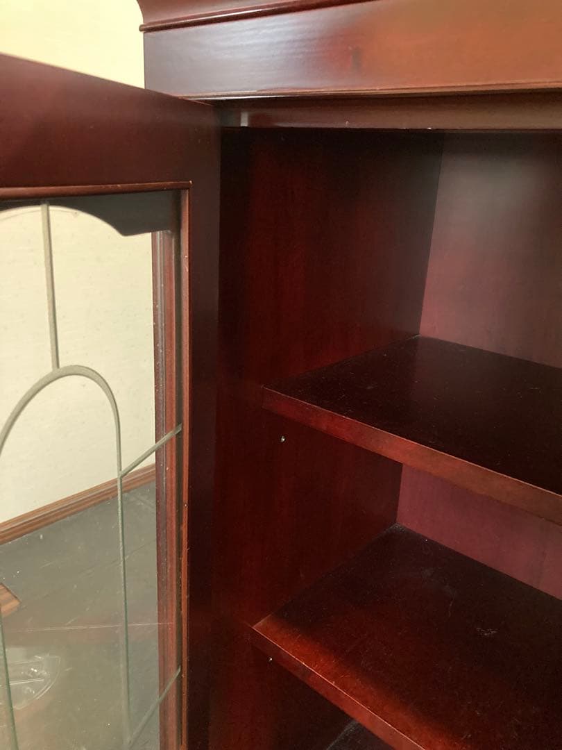 【琥珀さま専用】-書棚☆英国家具調☆高級感あり☆上下セット☆飾り棚（上段）