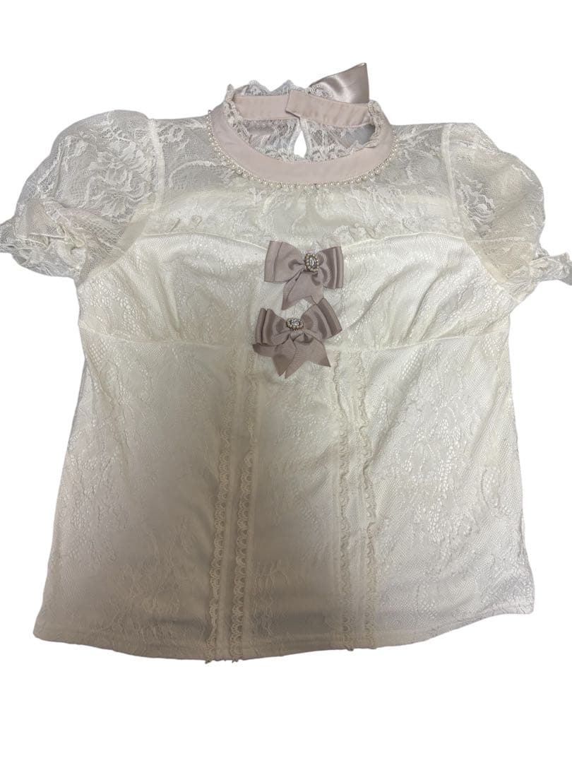 リズリサ リボンアームウォーマーレーストップス ピンク