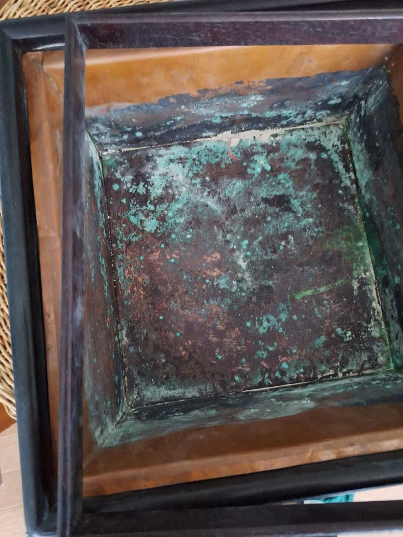 木製火鉢　大正末期　昭和レトロ　黒檀火鉢 火箸