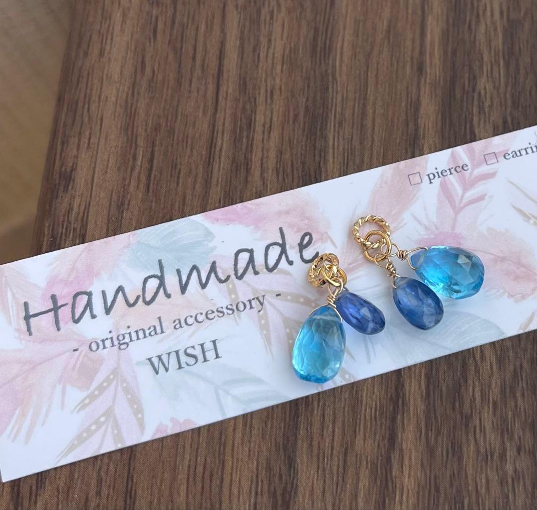 1点物ペア 個性的タイガーアイとオブシディアンの3角ピアスチャーム