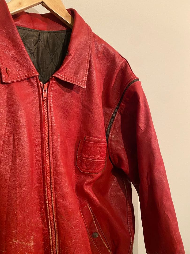 フランス空軍 レザーフライトジャケット 80s 希少カラー