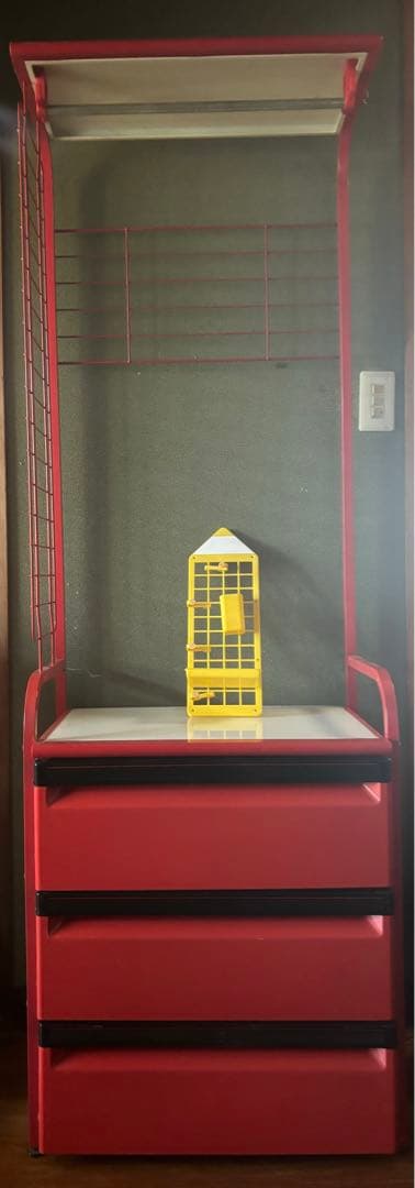 レトロポップ！エムケー　引き出し付き　スチールラック　赤　小物付き