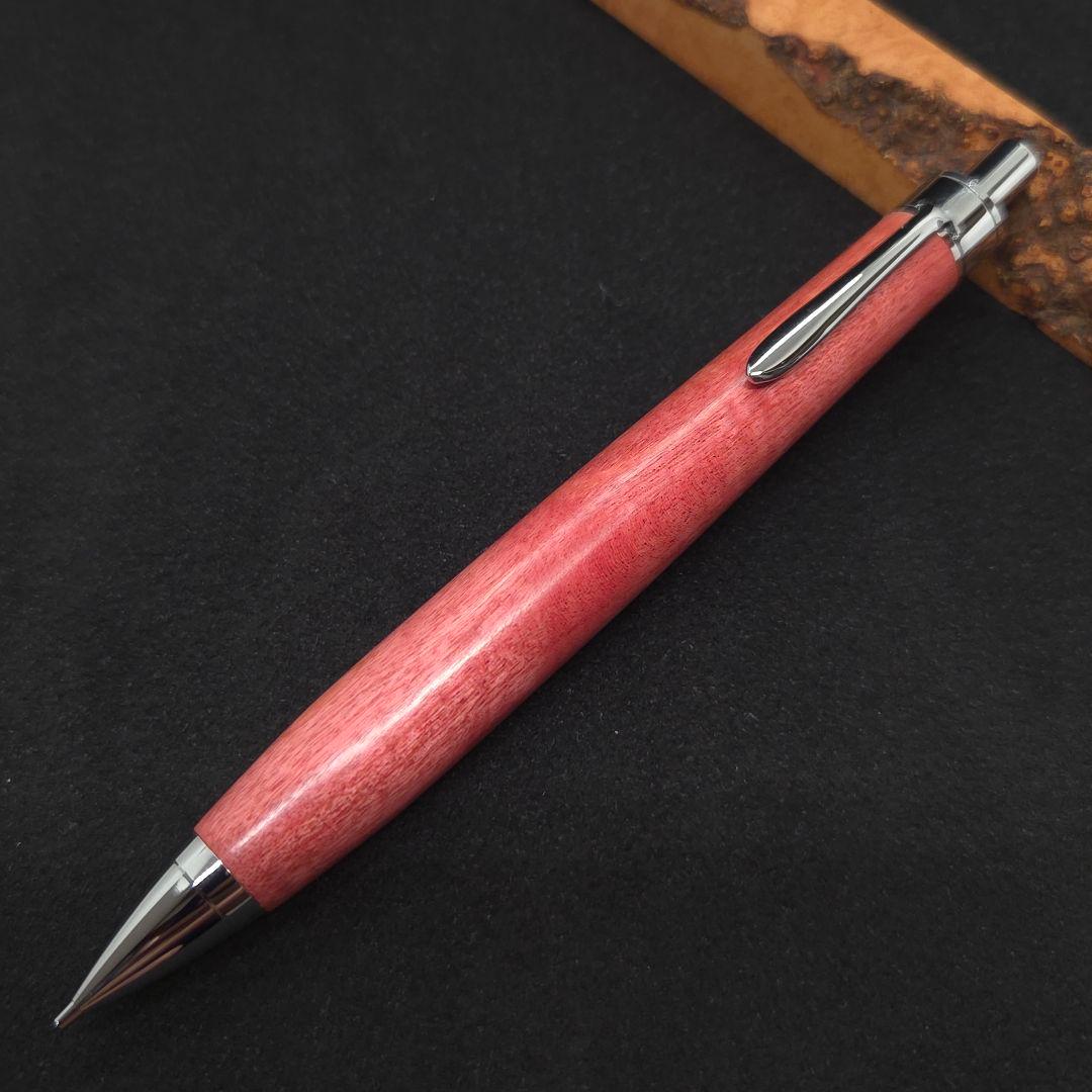 No.34ハンドメイド木軸シャーペンピンクアイボリー