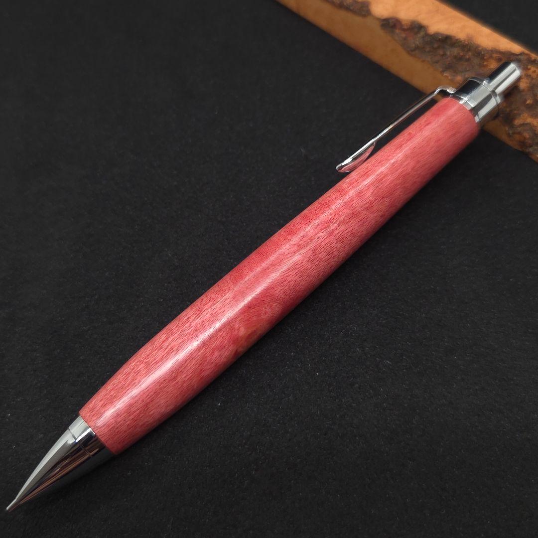 No.34ハンドメイド木軸シャーペンピンクアイボリー