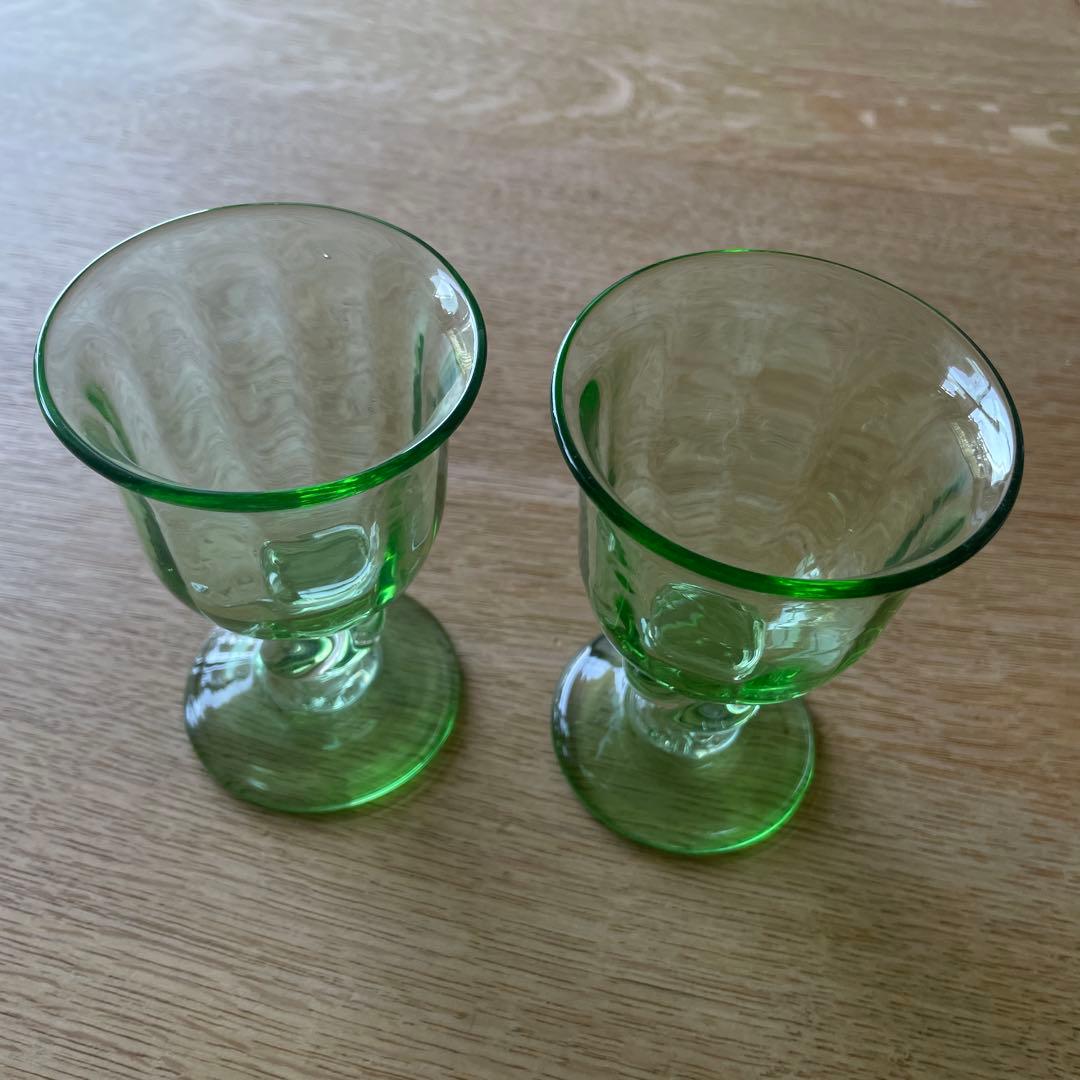 舩木倭帆　ワイングラス　サインなし　吹きガラス　民芸品　2つ