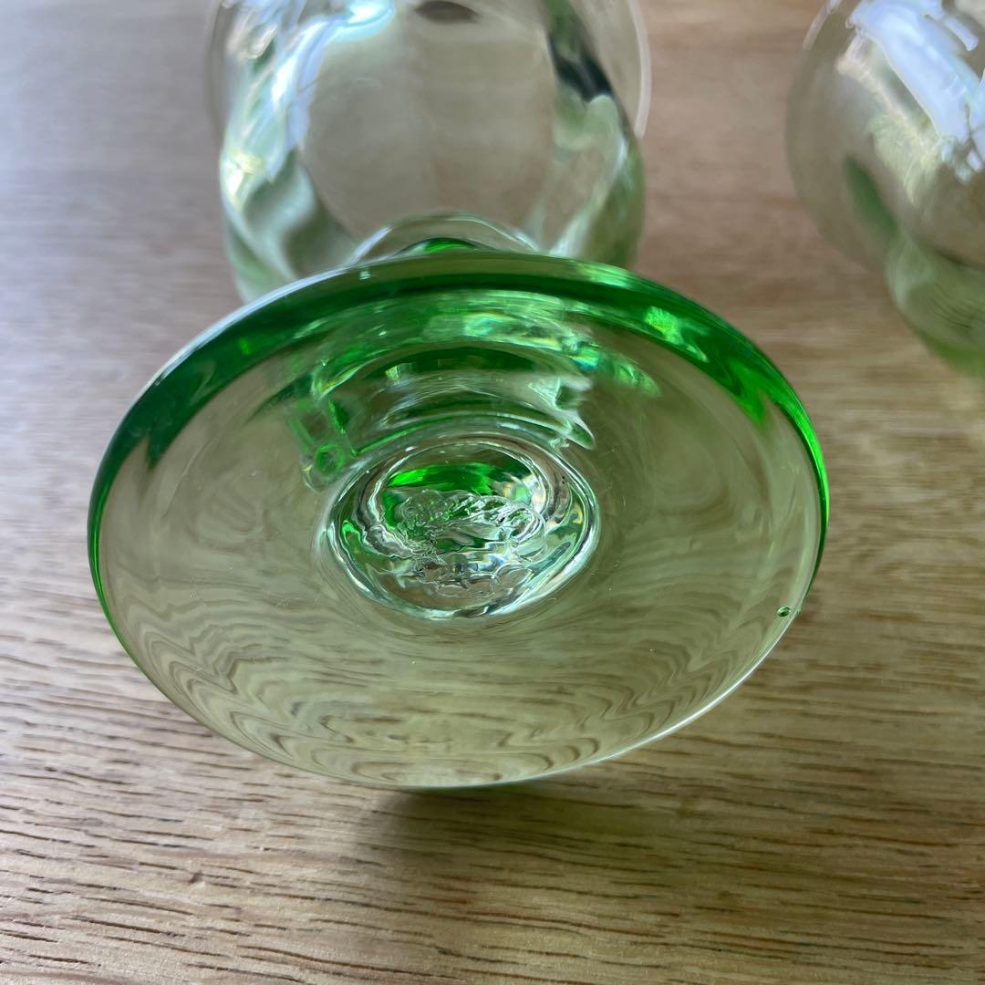 舩木倭帆　ワイングラス　サインなし　吹きガラス　民芸品　2つ