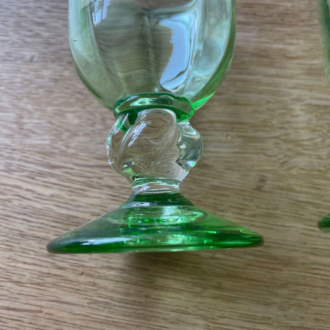 舩木倭帆　ワイングラス　サインなし　吹きガラス　民芸品　2つ