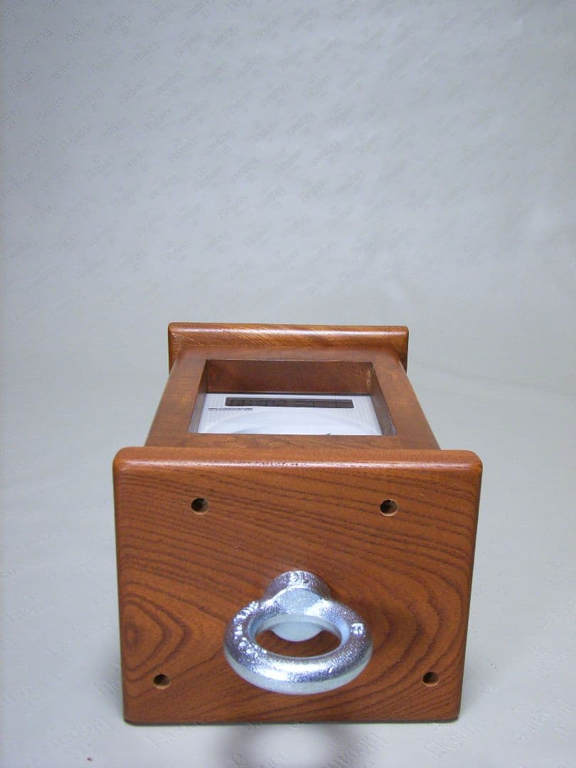 V017総欅板材M16アイボルト付電波目覚まし時計（カシオTQT−351NJ使用