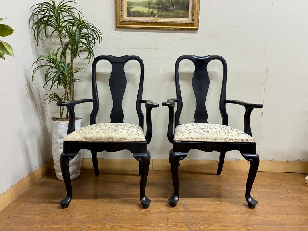 管407☆センチュリーファニチャー☆クイーンアン様式☆アームチェアー2脚