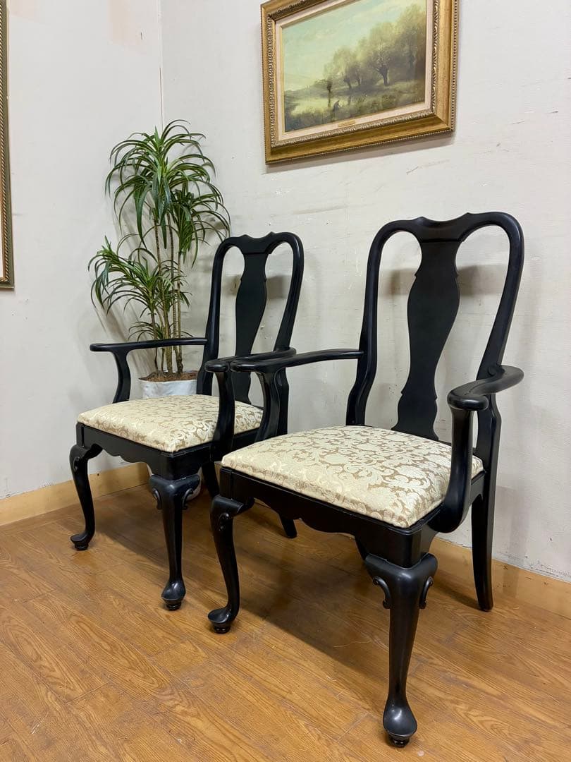 管407☆センチュリーファニチャー☆クイーンアン様式☆アームチェアー2脚