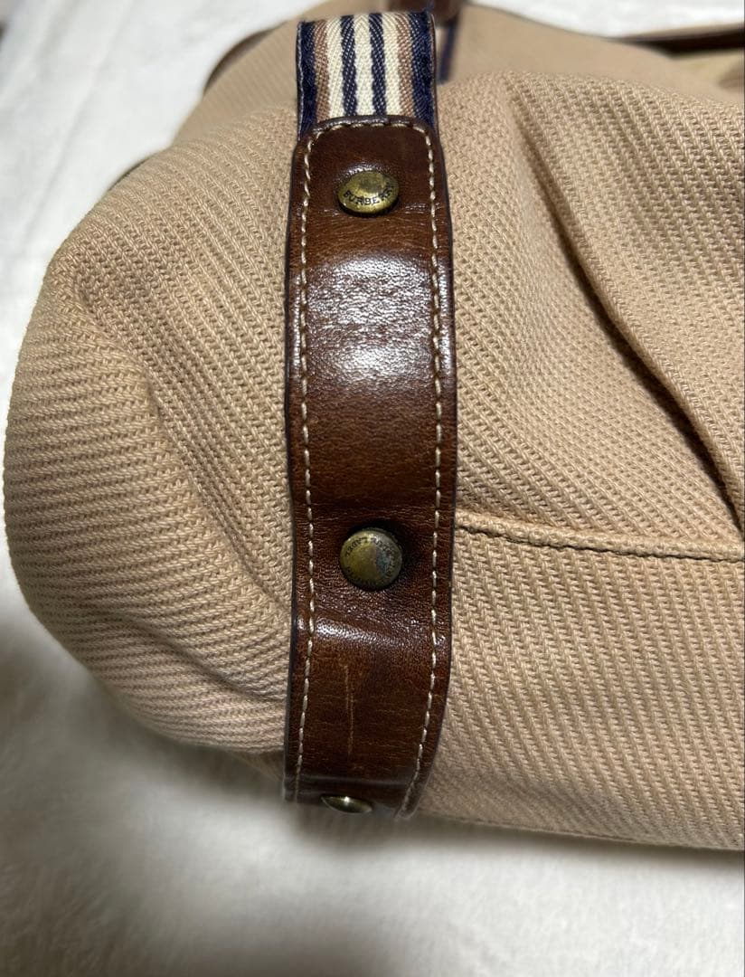 バーバリー ブルーレーベル トートバッグ　ベージュ　キャンバス　牛革