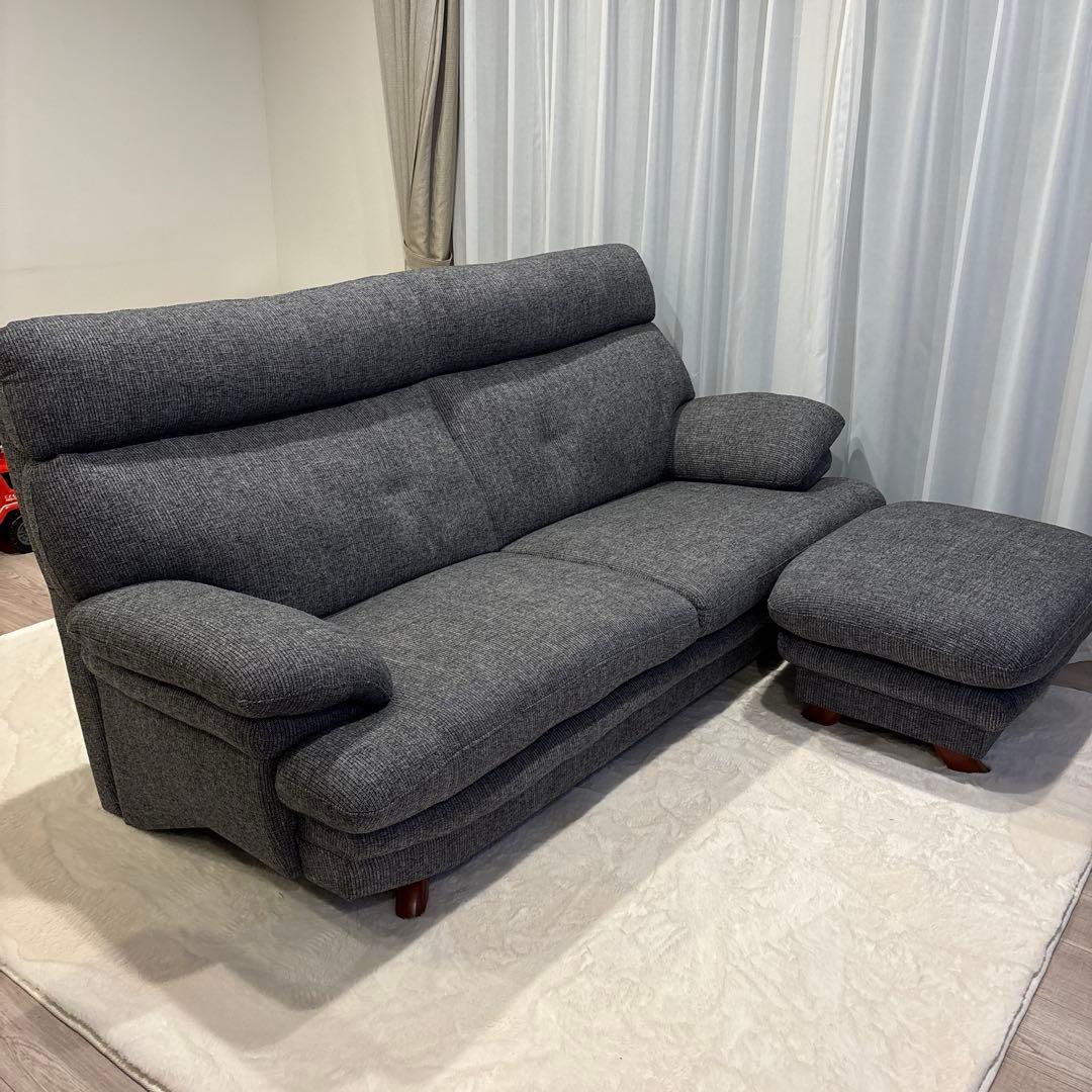 【引き取り限定】グレー ファブリックソファセット