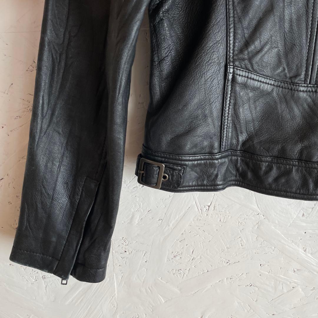 【Liugoo Leathers】y2k ファーフード付きラムレザージャケット