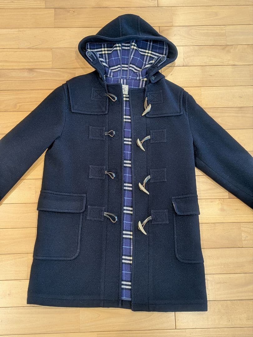 Burberry バーバリーズ　ダッフルコート　フード　ノバチェック　紺