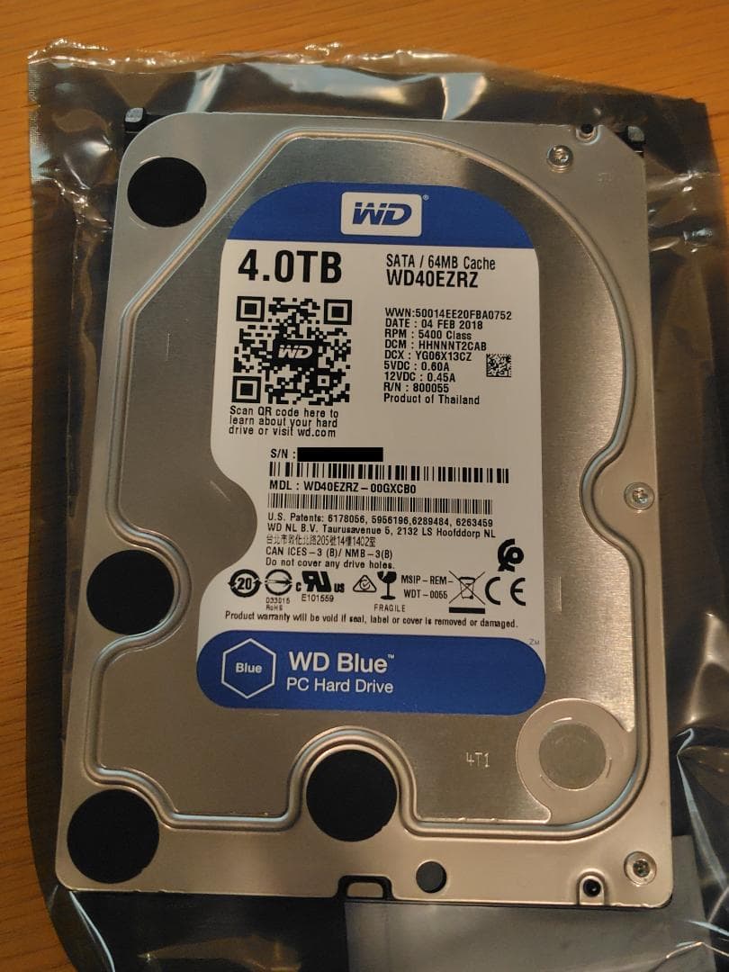 も*ぐ様 使用時間108H！3.5インチSATA 4TB 内蔵HDD WD40E