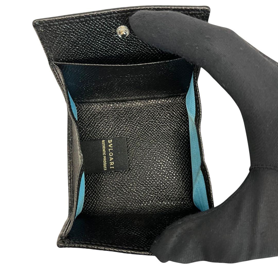 極美✨ブルガリ ケース サークルロゴ グレインレザー ブラック