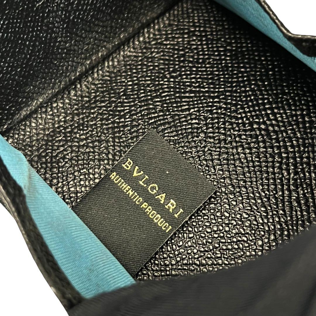 極美✨ブルガリ ケース サークルロゴ グレインレザー ブラック