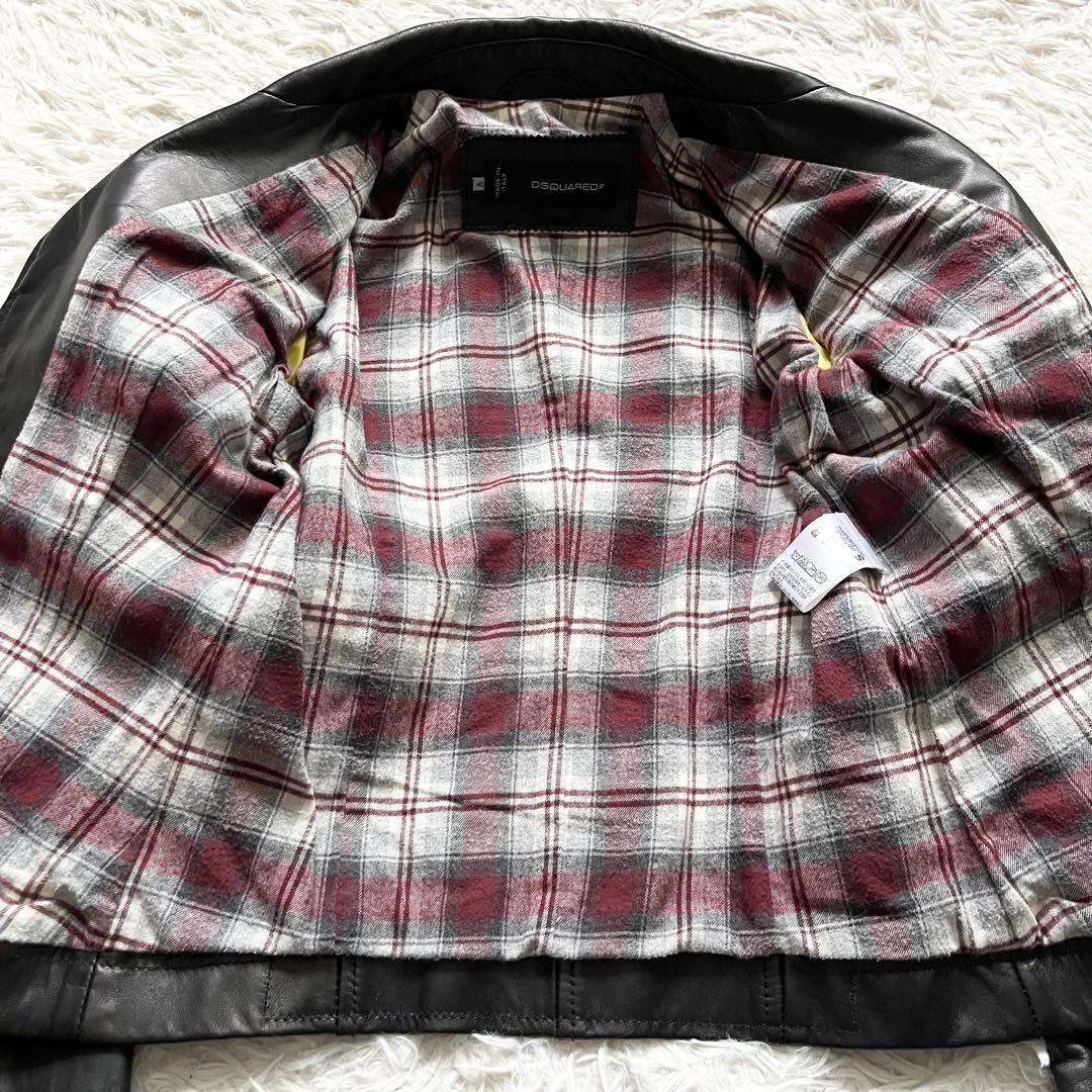 極美品■ディースクエアード　馬革　ホースハイド　レザージャケット　黒　40