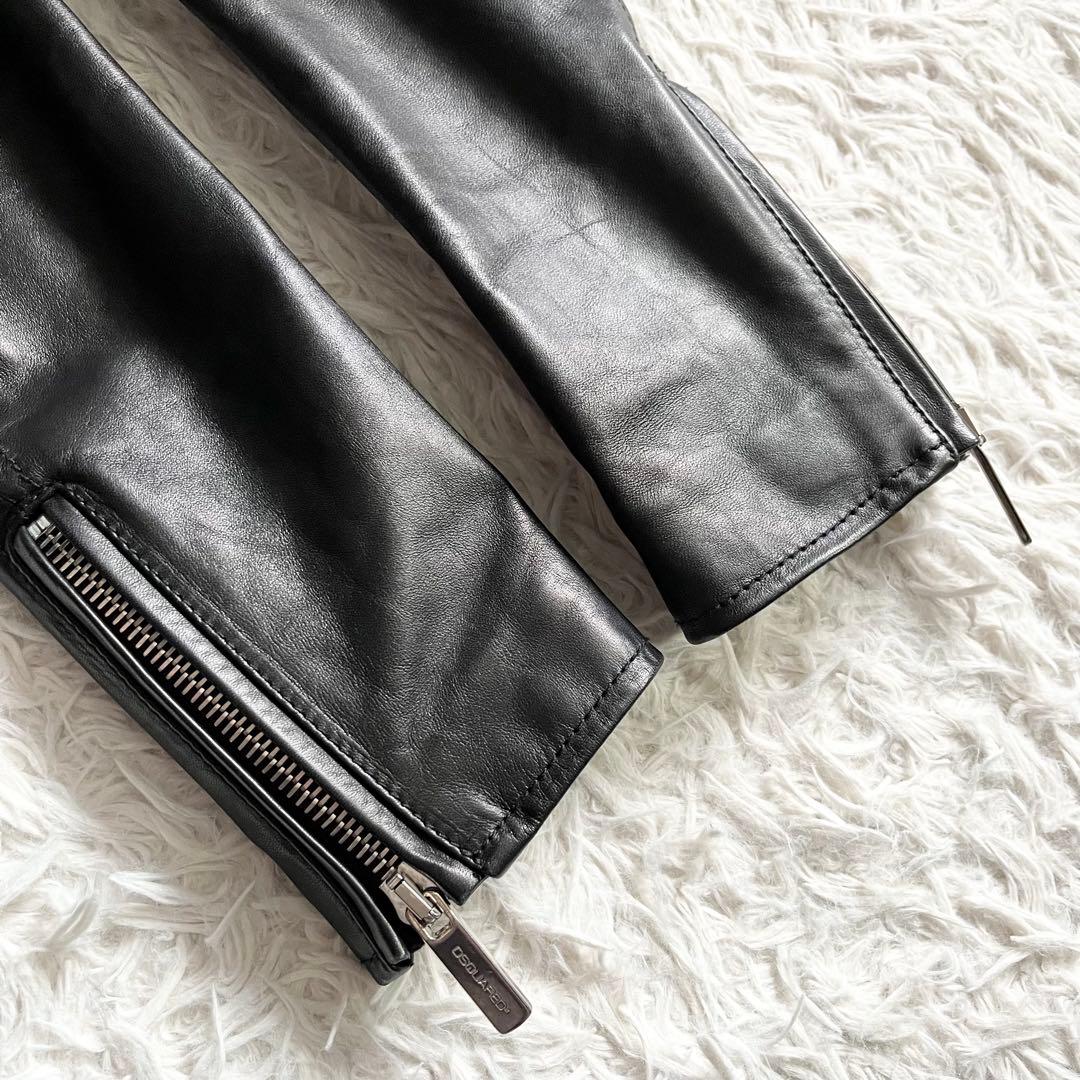 極美品■ディースクエアード　馬革　ホースハイド　レザージャケット　黒　40