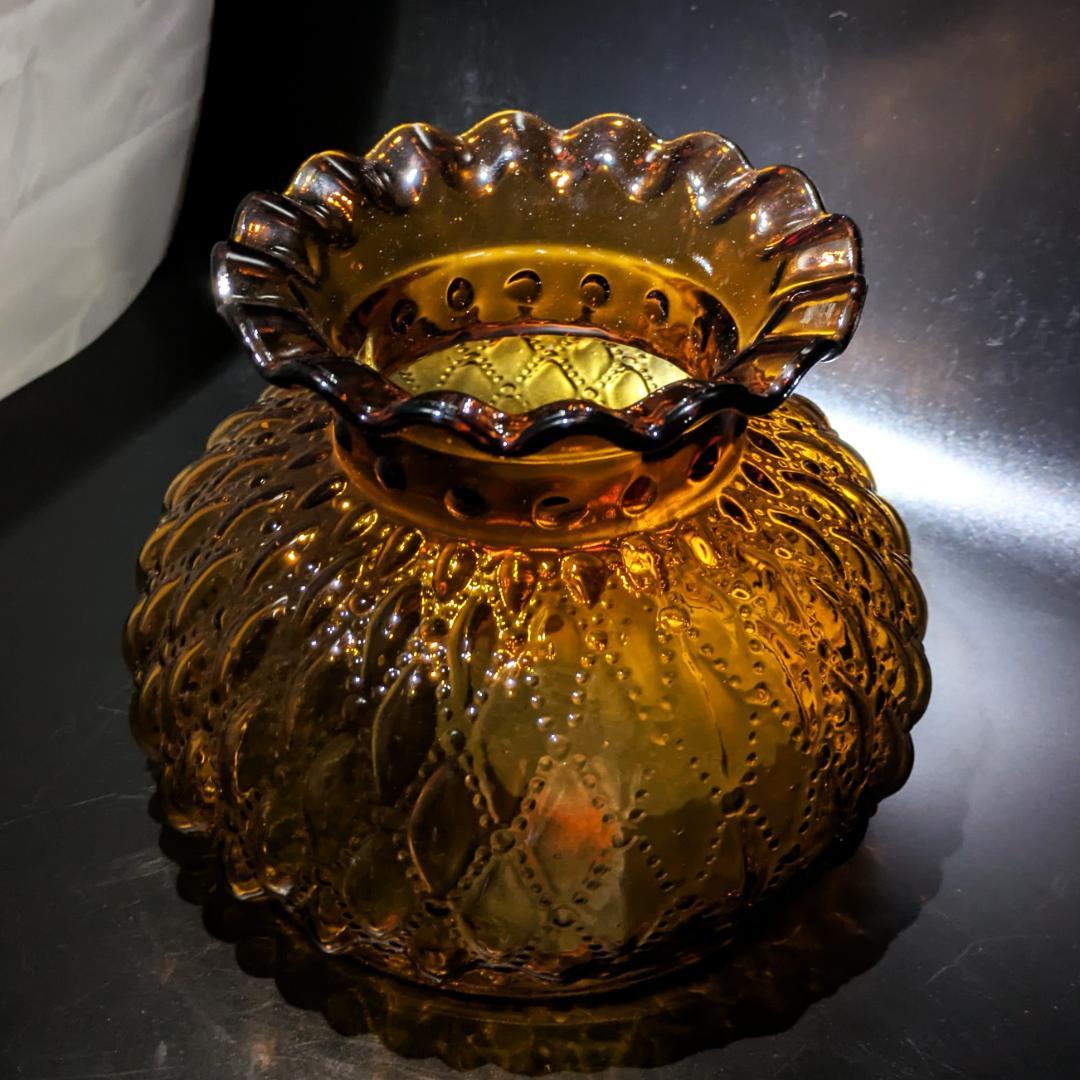 アンバー滴模様ガラスシェード ビンテージ ランプ用 コールマンCQ アラジン等