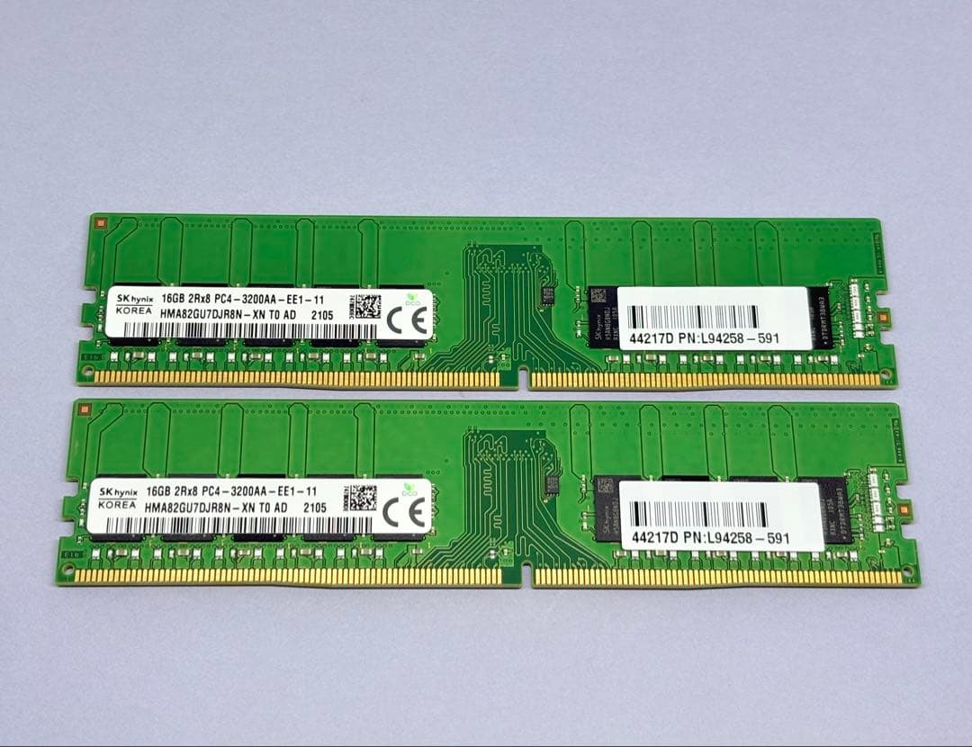 SKHYNIX DDR4 3200 ECC Unbuffered 16GBx2枚