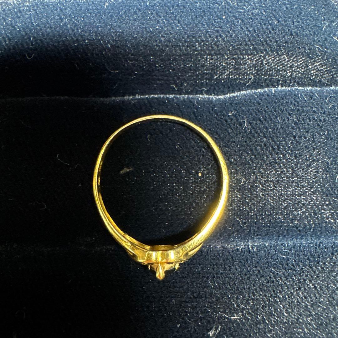 18金リング　ダイヤ(0.05ct) サファイア(0.47ct)2.2g 22号