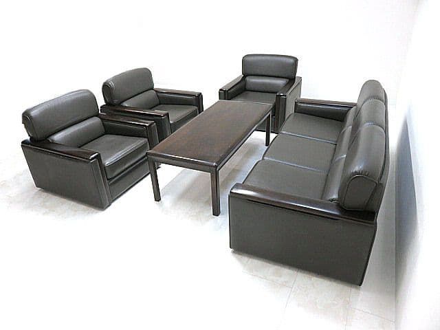 T*パ様 カリモク 応接5点セット　3人掛けソファ/1人掛けソファ×3/センター