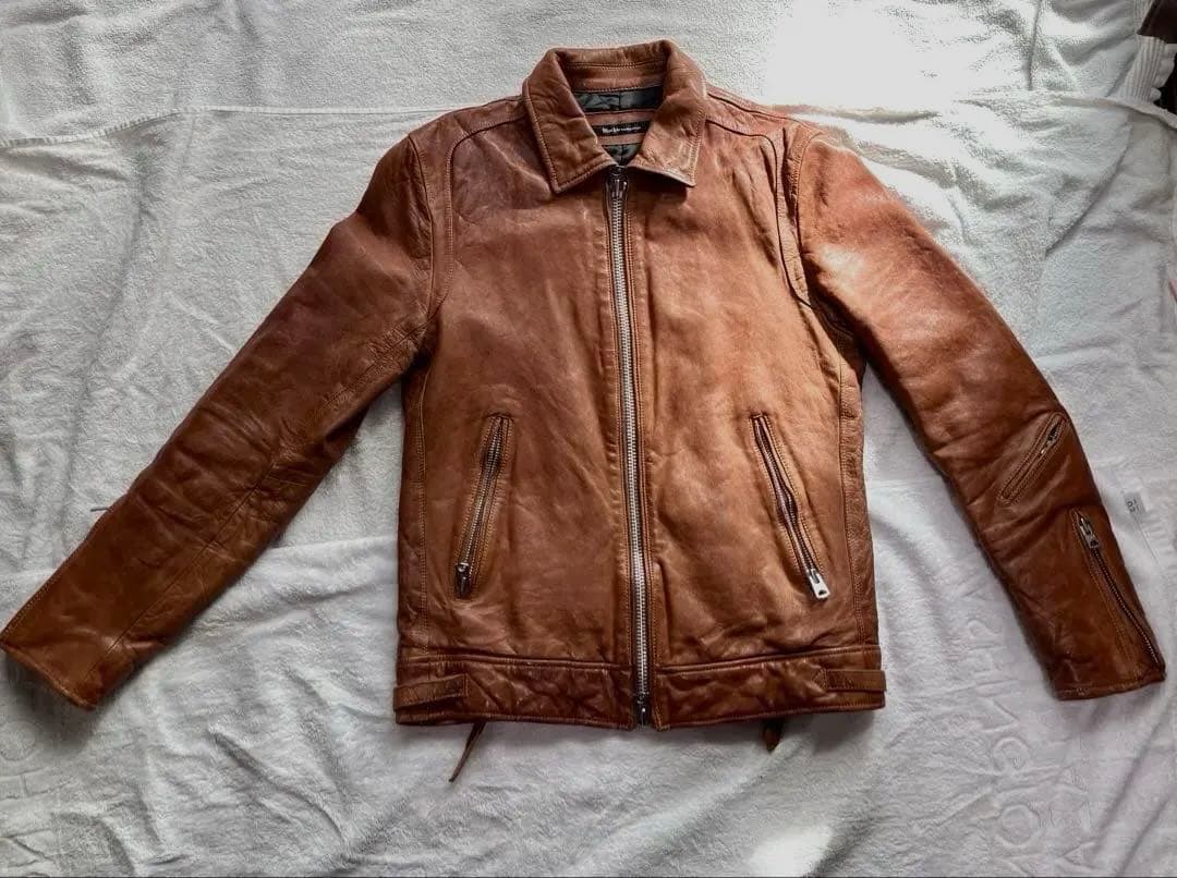 美品ブラウンレザー シングルライダースジャケット#本革#羊革