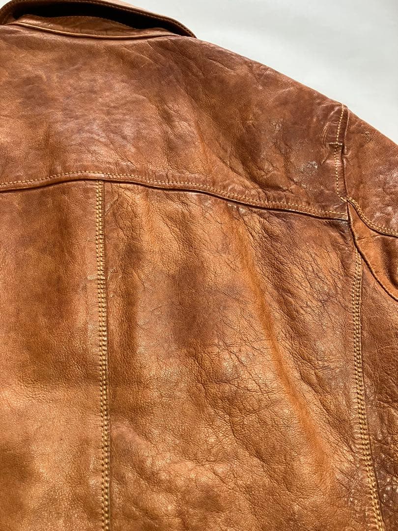 美品ブラウンレザー シングルライダースジャケット#本革#羊革