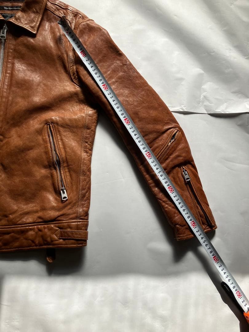 美品ブラウンレザー シングルライダースジャケット#本革#羊革