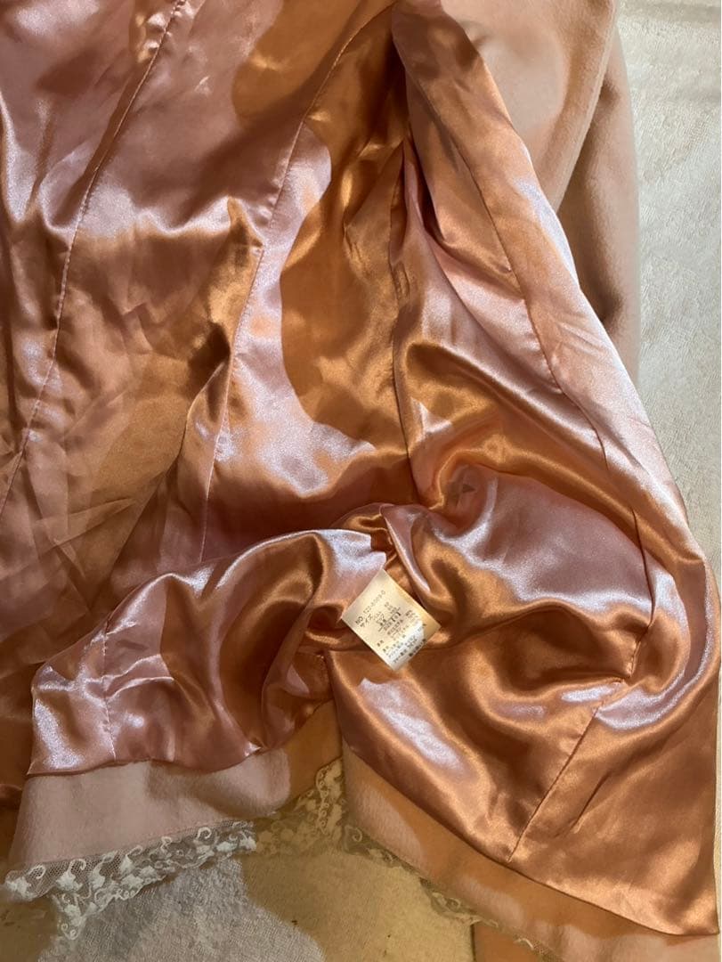 LIZLISA 希少 ホワイト×ピンク ビッグリボンふわふわファーコート 姫ロリ