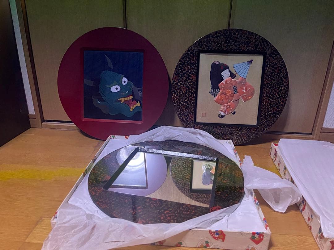 津軽塗り　額縁と鏡