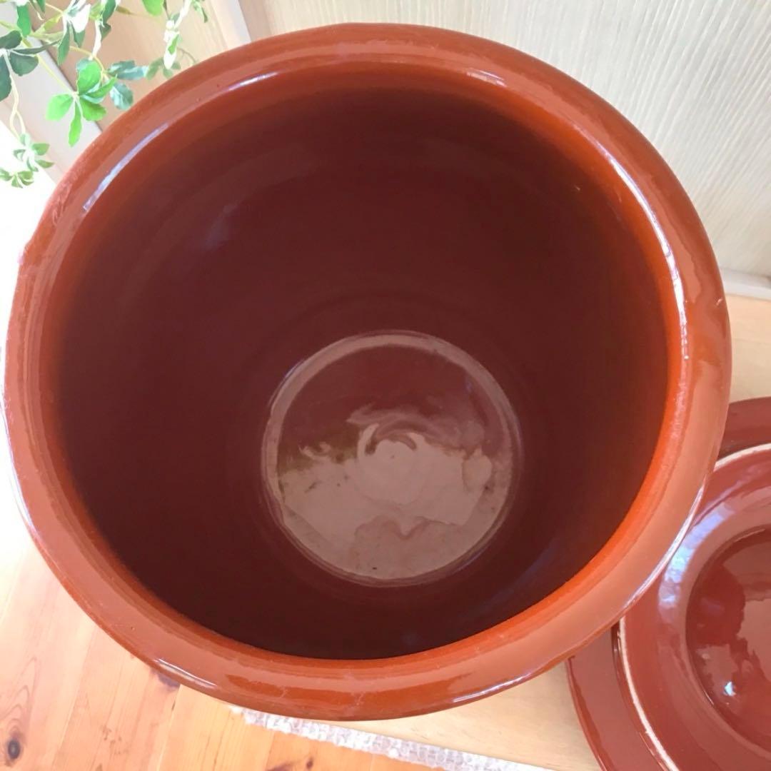 【8号かめ 】久松窯 丸かめ 蓋付き 梅干保存陶器 味噌　漬物保存陶器　業務用