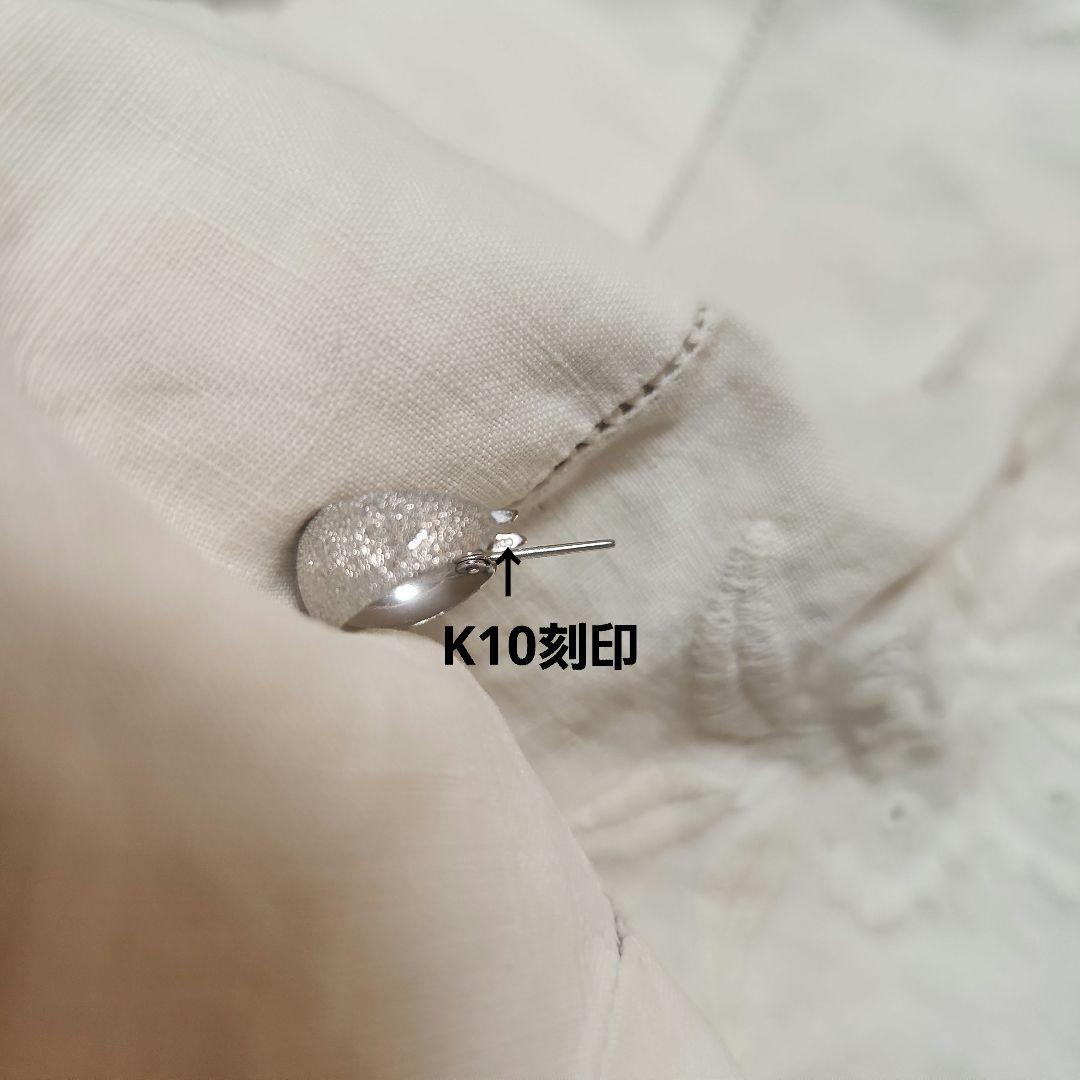 Lilas　三日月ダイヤポイントフープ　ピアス　k10　ホワイトゴールド　両耳