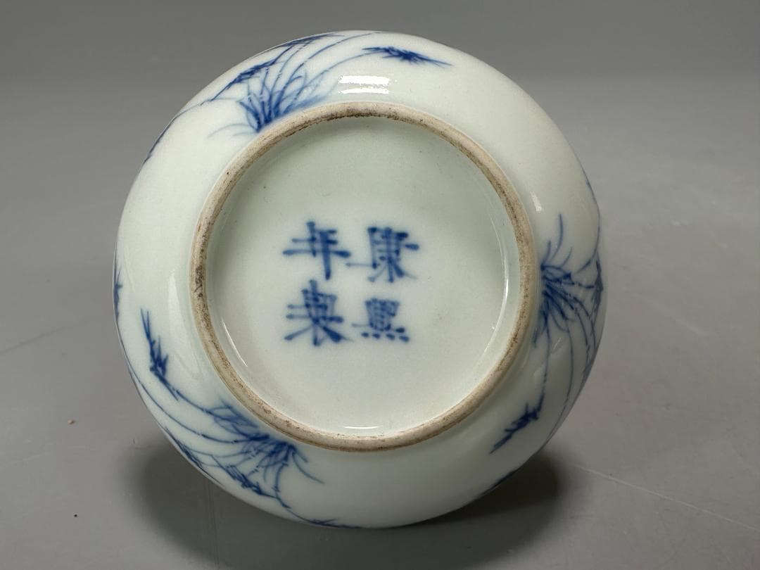 中国美術　清時代　清朝　青花人物画香合　蓋物　唐物　古物保証　時代物　香道具