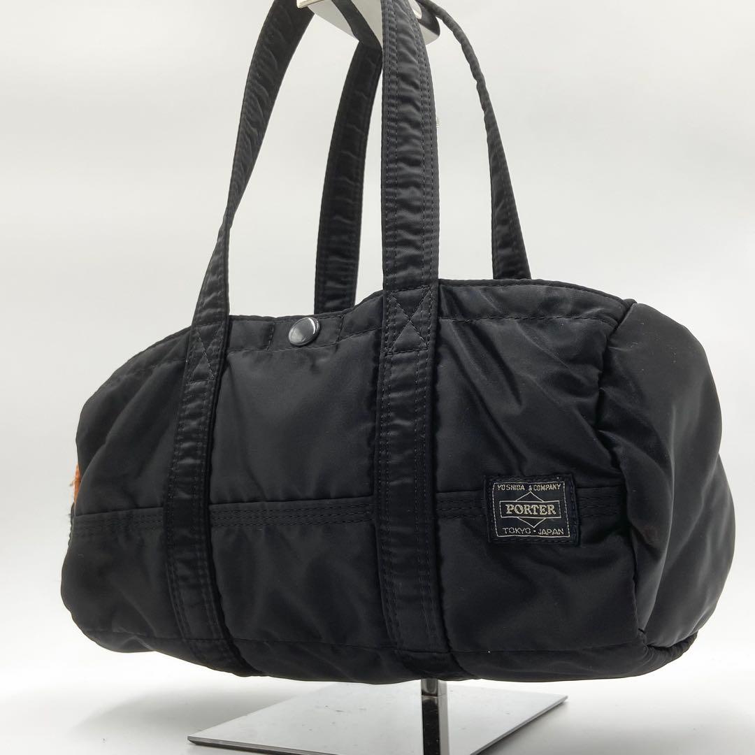 極美品　ポーター　タンカー　ミニボストンバッグ　ロゴ刺繍　ナイロン　ブラック