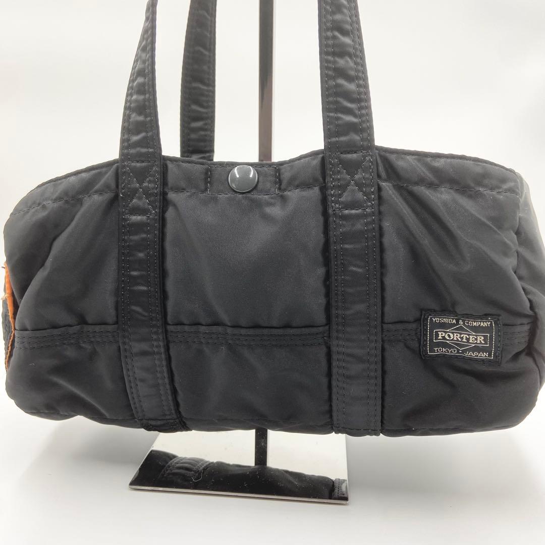 極美品　ポーター　タンカー　ミニボストンバッグ　ロゴ刺繍　ナイロン　ブラック