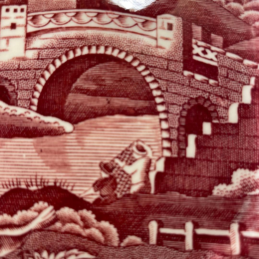 スポード　持ち手付き四角大皿　ピンクタワー　1970年代製Spodeで購入　新品