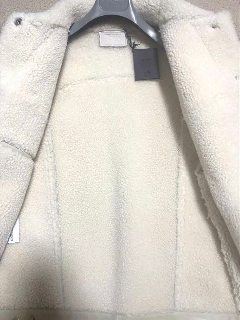 定価約90万 プラダ ムートン レザー シアリング ジャケット ブルゾン