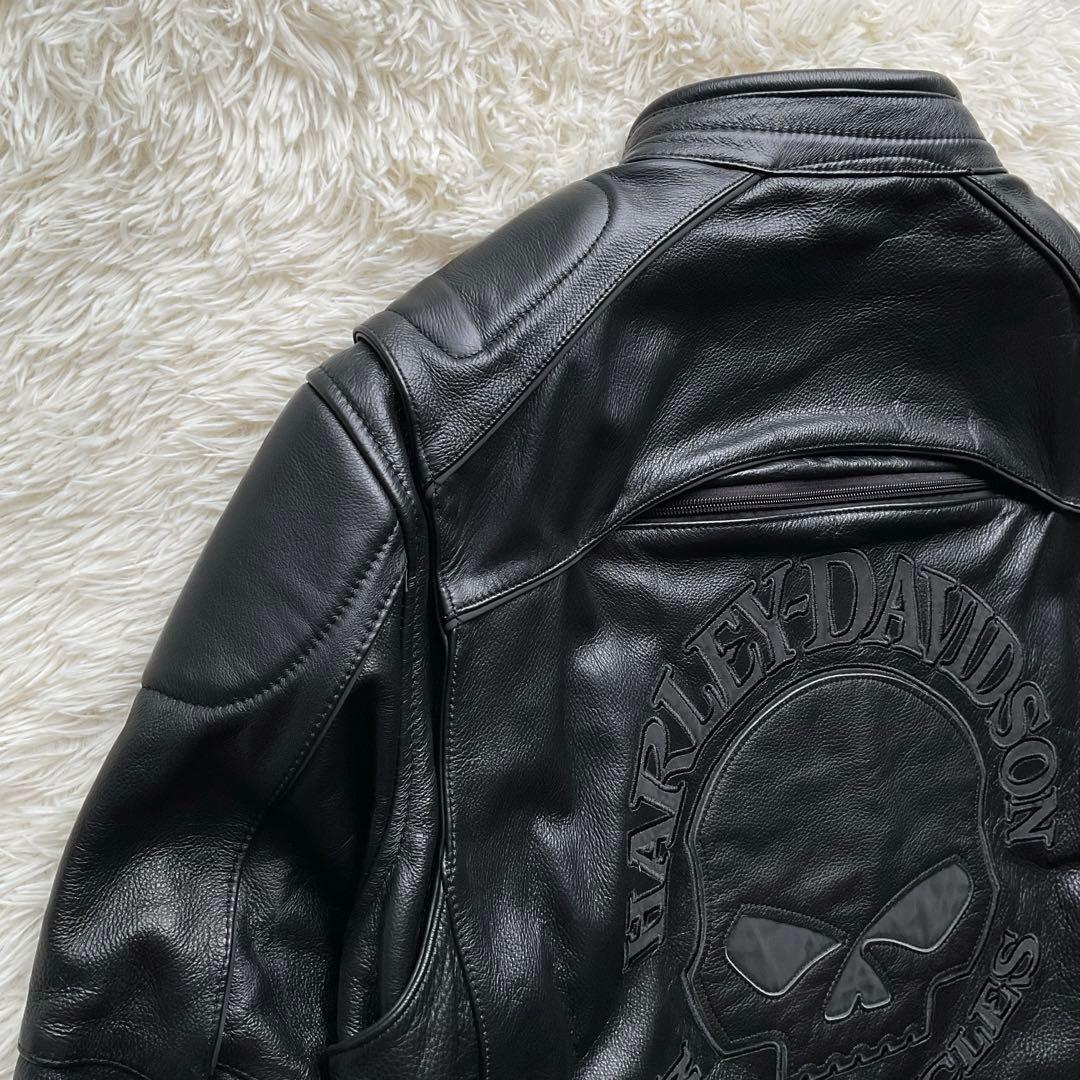 人気✨ハーレーダビッドソン　レザージャケット　シングルライダース　スカル　XL