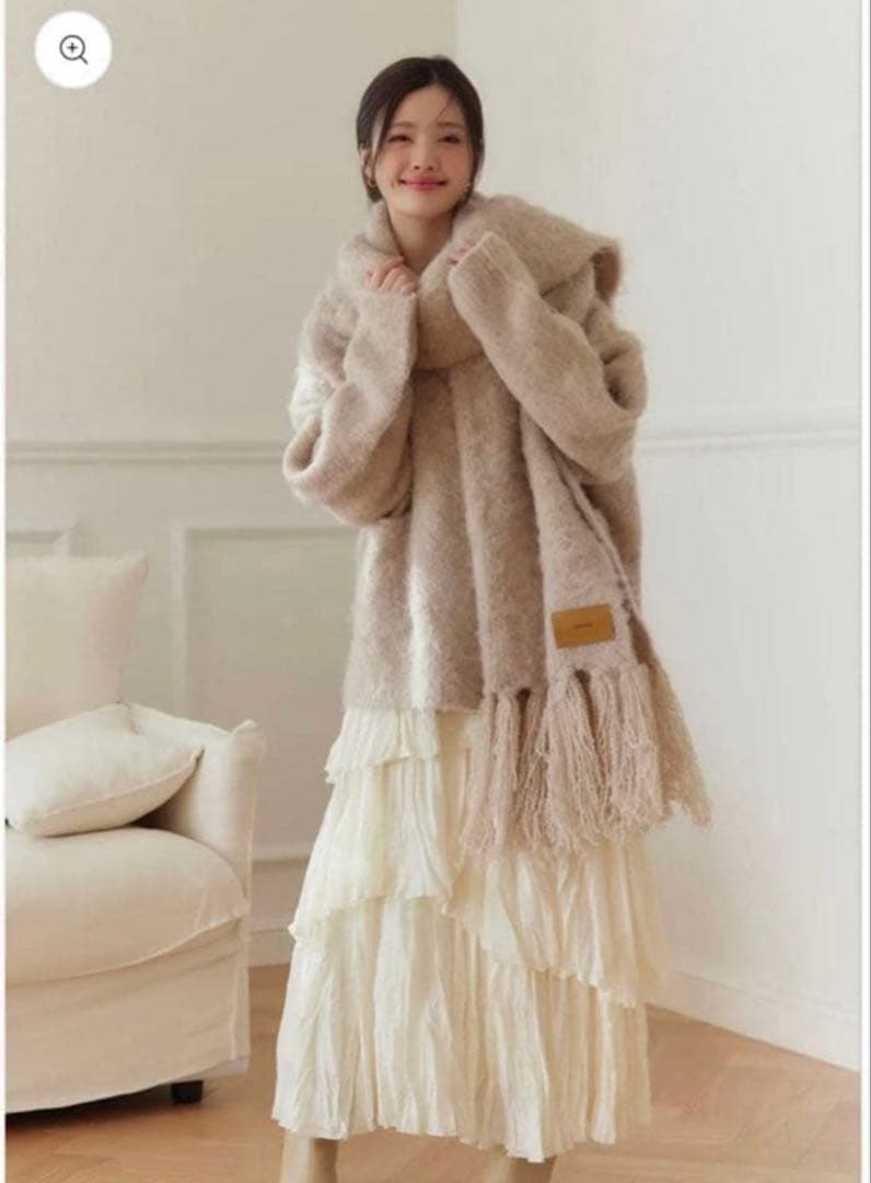 新品　ポローラ　オーバーサイズカーディガン　マフラーセット