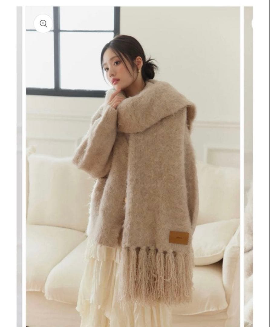 新品　ポローラ　オーバーサイズカーディガン　マフラーセット