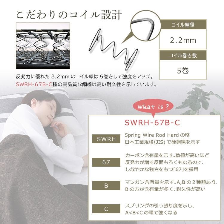 ボンネルコイルマットレス セミダブルサイズ シルバー [7200]